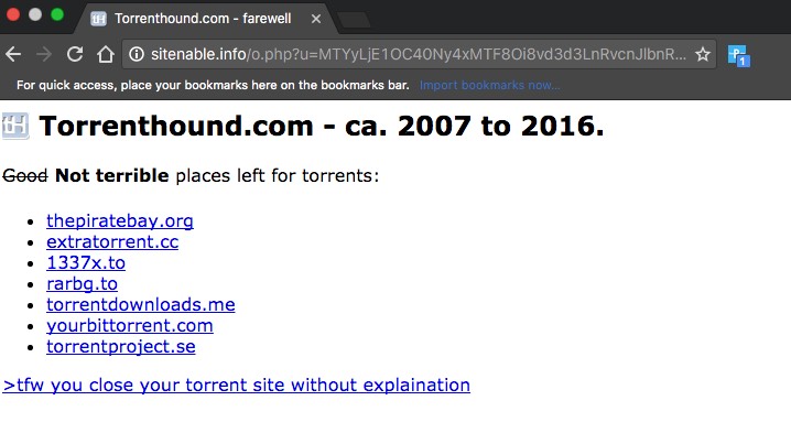 TorrentHound Shuts Down, Follows The Demise Of KickassTorrents And Torrentz